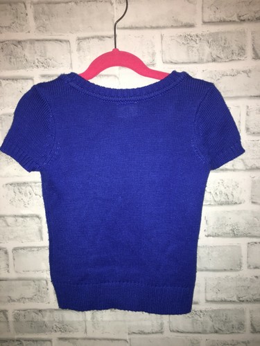 JUSTICE GIRLS SHORT SLEEVE OWL SWEATER GIRLS SIZE 6 KIDS BLUE TEE SHIRT SWEATER - Picture 2 of 2