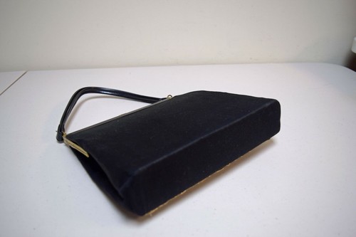 VINTAGE VELDORE of Houston Black Embellised Beaded Needlepoint Handbag Purse  - Picture 7 of 9