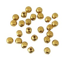 100 Bright Gold 4.3mm Small Cube Rounded Corners Brass Metal Smooth Spacer Beads
