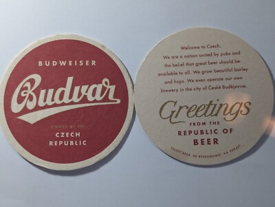 BUDVAR  Budweiser-Bier  Bierdeckel OWNED BY THE CZECH REPUBLIC
