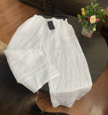 NWT Bryn Walker White Linen PINTUCK Pant Size L MSRP 148