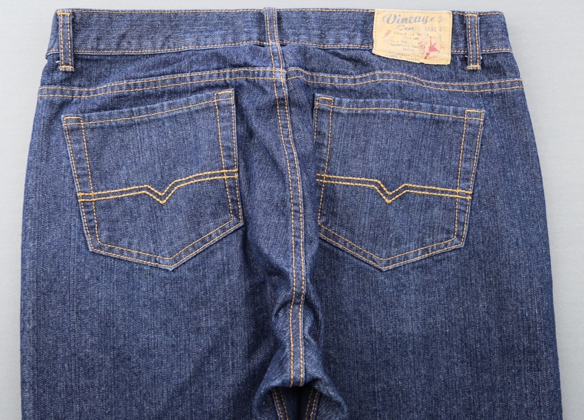 Men's Vintage Genes Slim Straight Jeans Cotton Medium Wash Sz