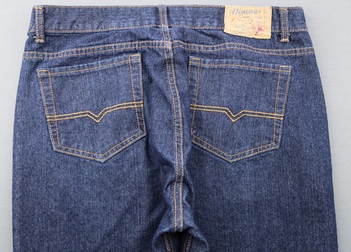 Pantalones de mezclilla rectos ajustados Genes vintage de algodón lavado medio para hombre talla 36x32 (Sr 36x31) - Imagen 6 de 8