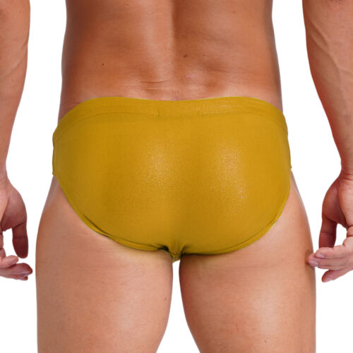 Men Underwear Low Rise Briefs PVC Leather Thongs Stretchy Trunks Solid Panties - Picture 5 of 69