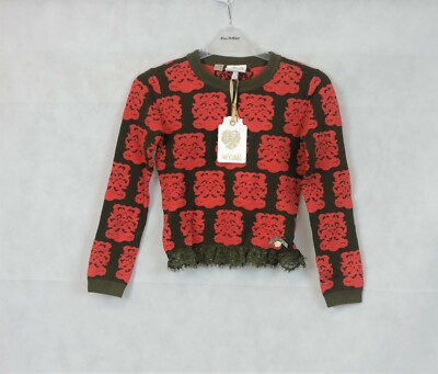 Le Chic Feinstrickpullover Rundhals grün rosa Details 7-8 Jahre CR016 DD 11 