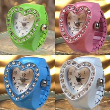 Finger Ring Watch Heart Diamond Embellished for woman Fashion Jewelry Girls Gift