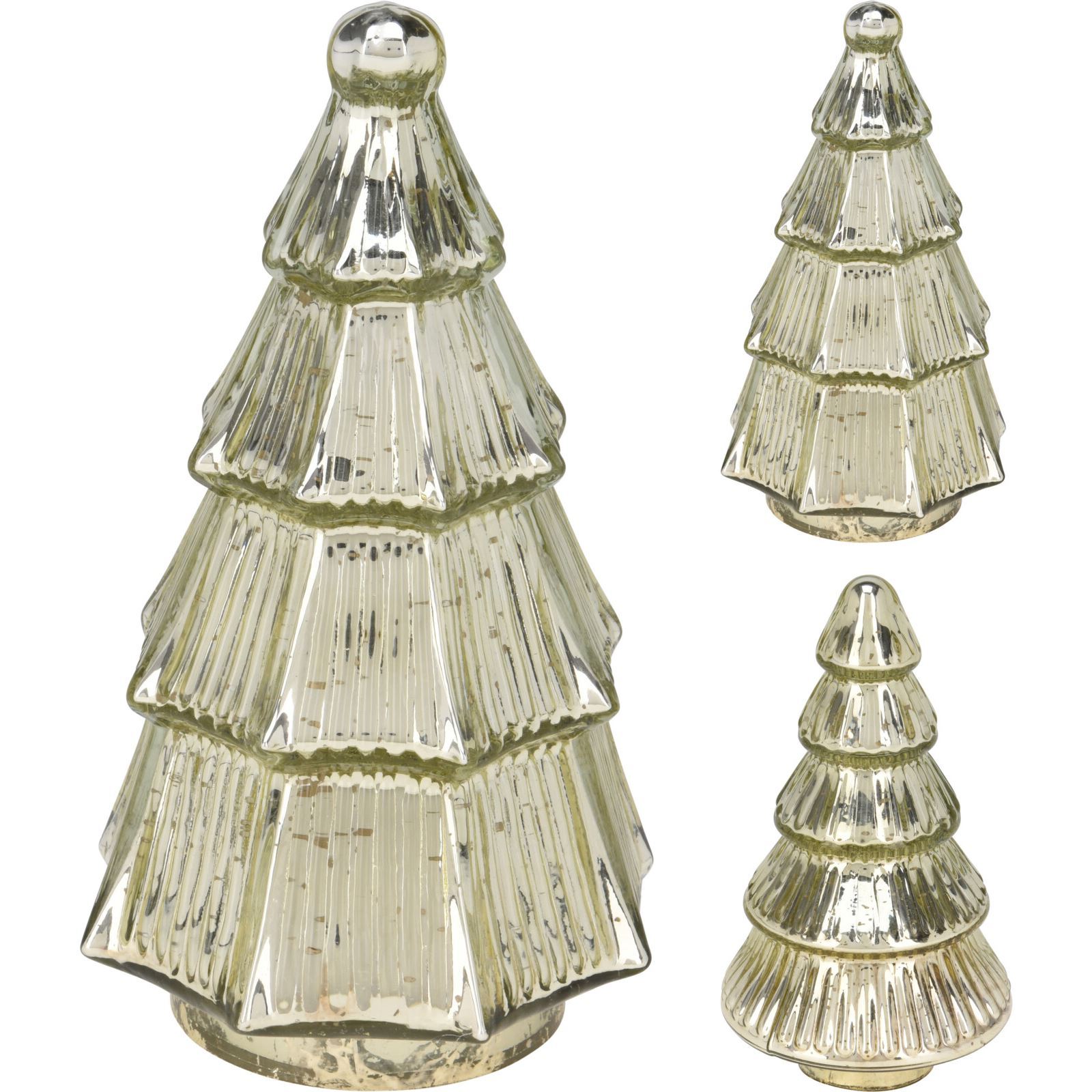 Gold Glass Christmas Tree | Freestanding Mottled Gold Tree Ornament - 20cm
