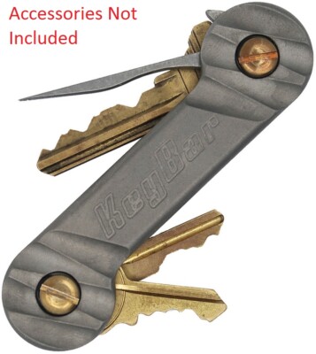 KeyBar Tools Included Clip, Screws W/Link For Key Fob. Carved Titanium Handle