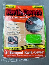 Kwik-Covers Fitted Table Covers - 6' Banquet, Fits 6 ft x 30 in TABLE LIME GREEN