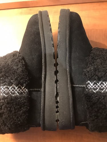 NWOB UGG Ultra Mini Braid Boots Womens Sz 7 Black Suede Sheepskin Lined Ankle * - Picture 15 of 16