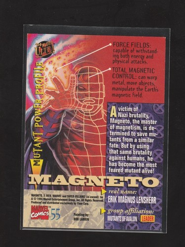 Tarjeta coleccionable Fleer Ultra Marvel X-Men Magneto #55 Super-Villains 1994 - Imagen 2 de 2