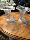 Fenton Satin Ming Cornucopia Pair of Candle holders or Candle sticks