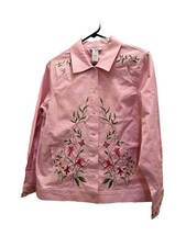 Vintage Victor Costa Hot Pink Jacket Embroidered Flowers Size M NWT