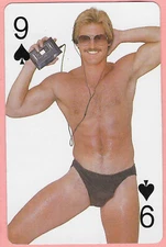 1982 Chippendales Single Swap Playing Card, Male Dancer, Nine of Spades - VG