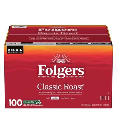 Folgers Classic Medium Roast K-Cup Coffee Pods 100 ct FREE SHIPPING