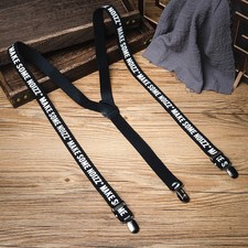 Anti-slip Trousers Suspenders 3-clip Elastic Braces Letter Print Dinner Suit