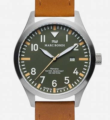 MARC BONDI Havana Made in Germany 42 mm Herrenuhr Saphirglas UVP* 285,00 EUR