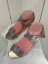 .Jimmy Choo Chiara glitter wedge sandal metallic cross strap design womens 6.5-7