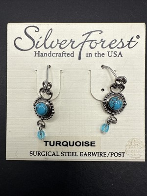 Vintage Silver Tone Earrings Silver Forest J114