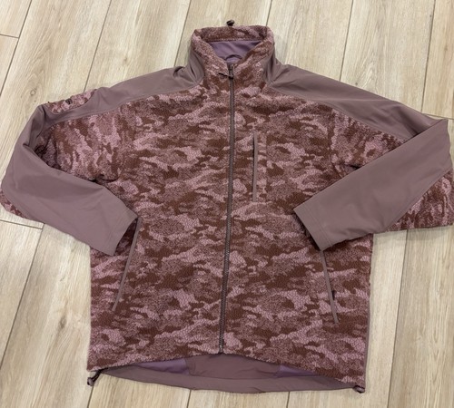 Outdoor Voices PrimoFleece Full Zip Jacket Deep Taupe Cloud Camo Small S Pink
