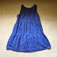C&C California Women’s M Blue Solid Linen Woven Tiered A-Line Dress