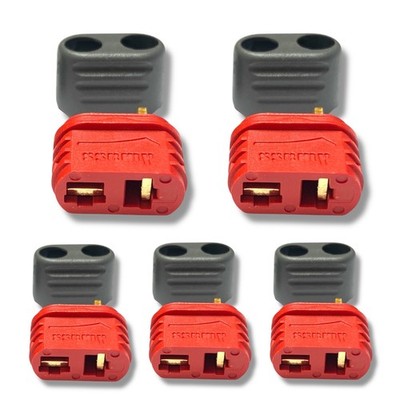 5x Amass Female T-Dean T-Plug Deans 2Pin Buchse Goldstecker + Schutzkappen 40A