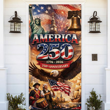 America 250 Anniversary Door Cover Patriotic Photo Backdrop 4Th of July Fourth o