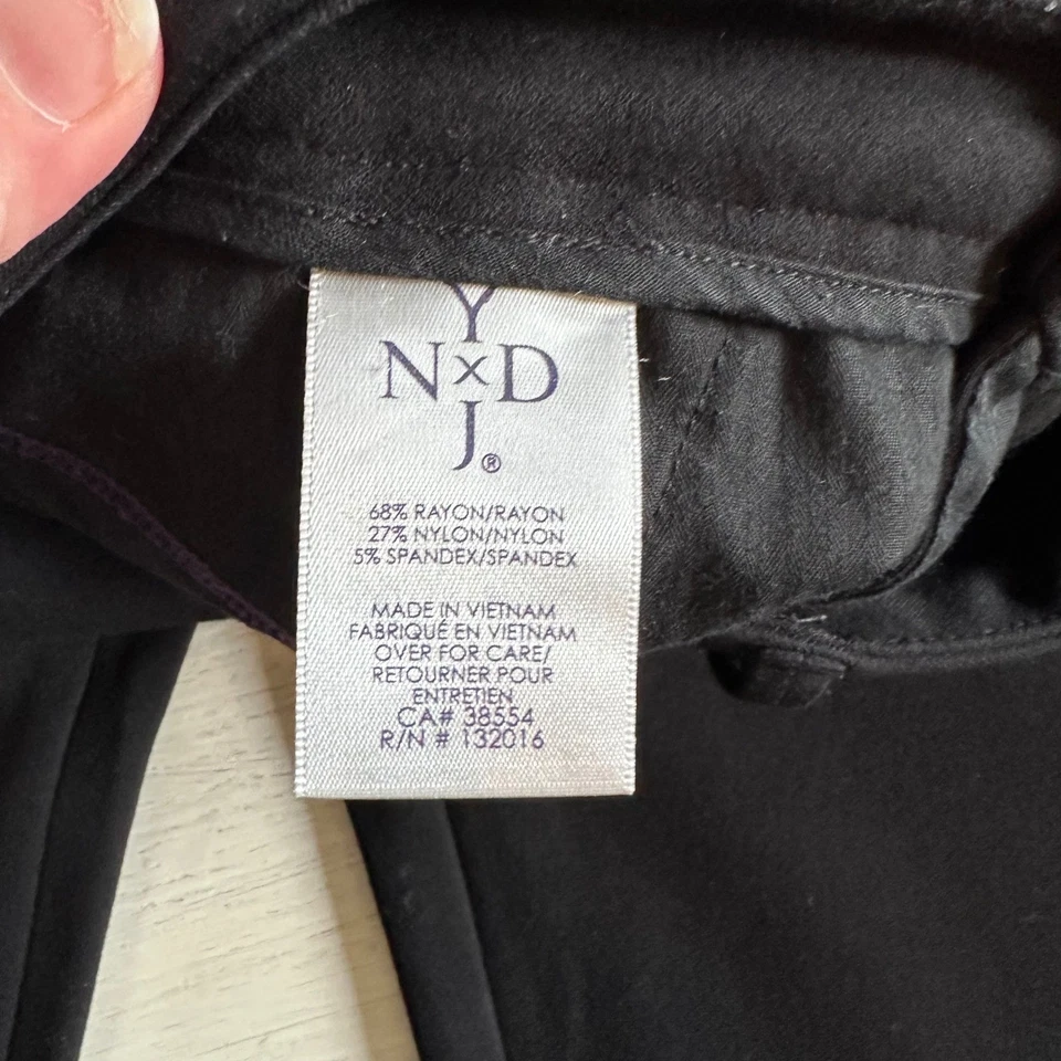 Pantalones NYDJ Negro Ponte Tejido Borde Cuero Pierna Recta Talla 14 Foto 4 de 4