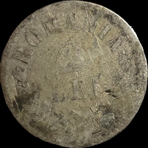 1876 Romania 2 Lei Silver Plugged. Rare - Picture 2 of 2