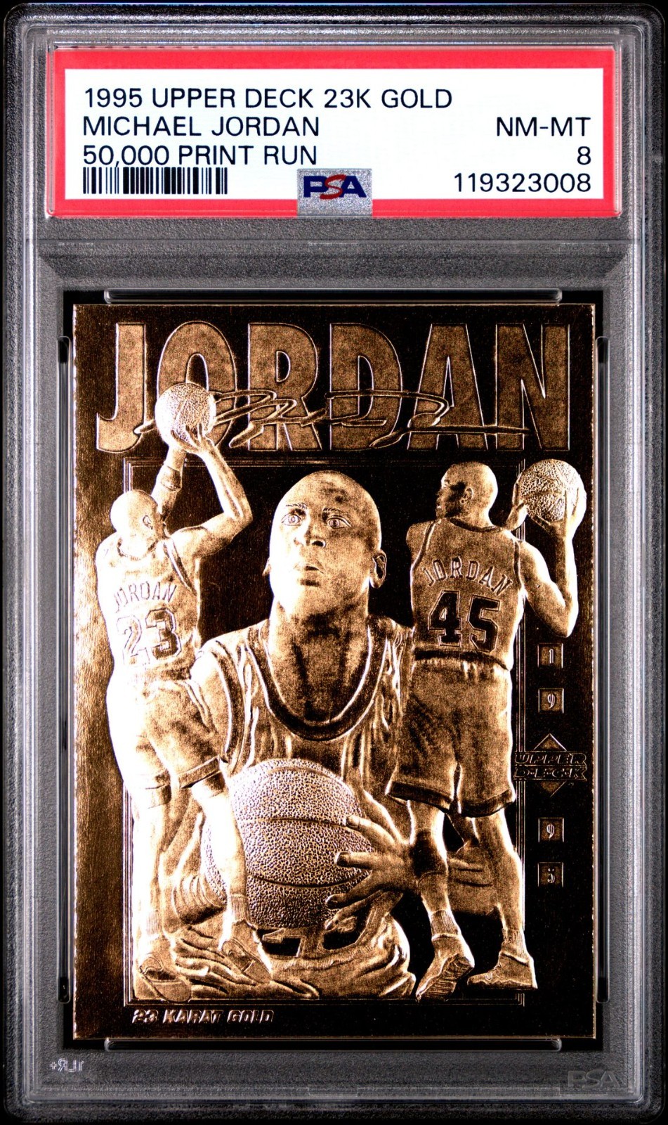 1995 UPPER DECK 23K GOLD MICHAEL JORDAN 50,000 PRINT RUN PSA 8 NM-MT view 13