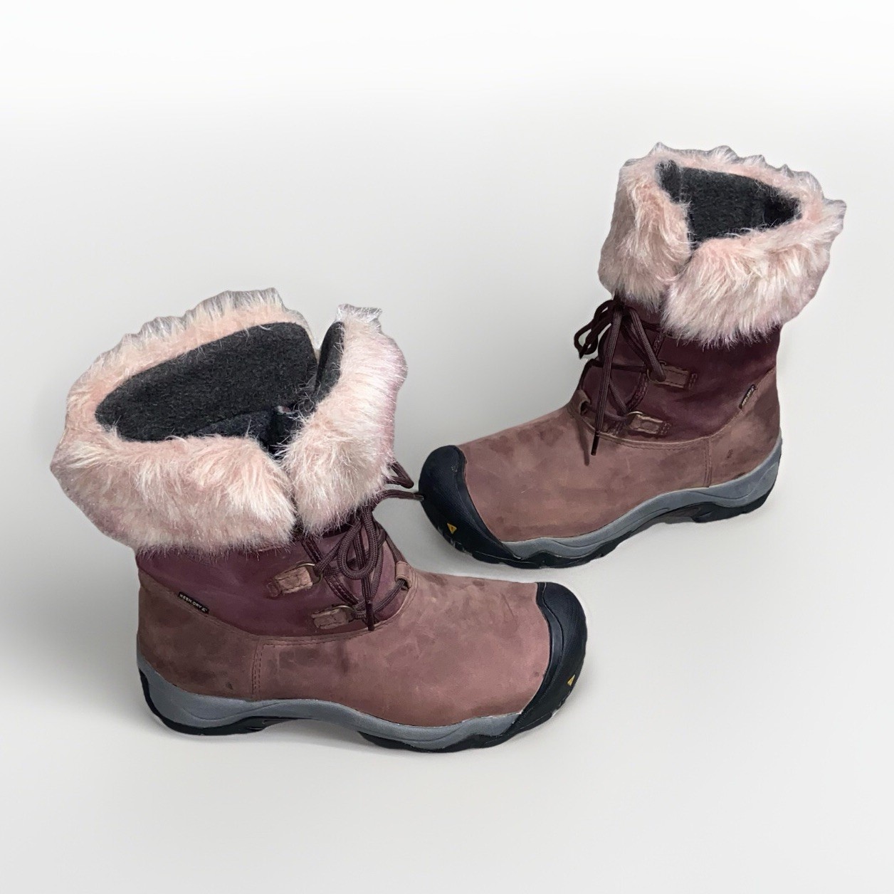 Stivali da trekking KEEN pelliccia sintetica impermeabili donna taglia 9 5 scarpe invernali rosa marrone