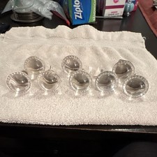 Glass Metal Set of 8 Clear Polished Round Contemporary Cabinet Knobs