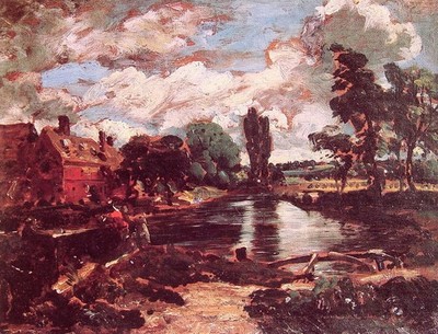 Constable Flatford Mill from the Lock Vintage Art Print Poster Wall Decor Detail