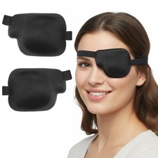 FNANJWQ 2Pcs Eye Patches for Adults Lazy Medical Eyepatch Black