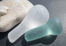 Sea Glass, Two Large Thick Rods with a Ball Shape on the Ends