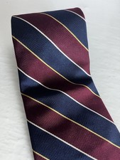 Vintage Robert Talbott Silk Blend Maroon Red Blue Striped Repp Formal Tie Work