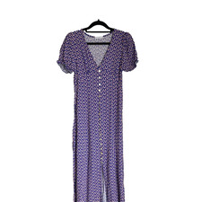 Womens Shirt Dress Midi Babydoll Ruffle Paisley Blue Smocked Small Spring Summer