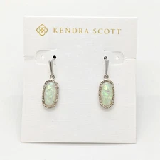 New Kendra Scott Lee Silver Drop Earrings In White Opal