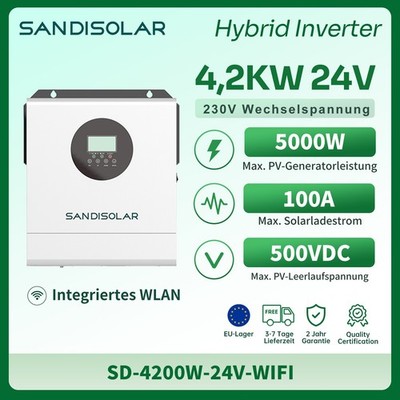 4200W Hybrid Wechselrichter 24V 100A Off Grid Solar Inverter MPPT PV 500V