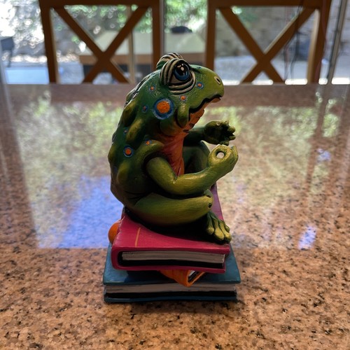 Carlos and Albert "Book Club Frog (Mini)" Mixed Media Ceramic Sculpture - Picture 6 of 8