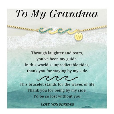 Grandma Gifts, Stocking Stuffers for Grandma W Initial Bracelets for Women Daint