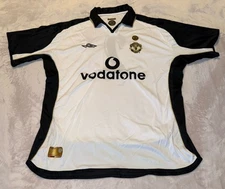 Manchester United White Jersey Authentic 100% Umbro Size XLarge 2001-2002 #2