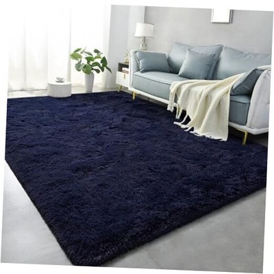  Super Soft Shag Area Rug for Living Room, 6x9 ft Navy Blue Rug for Girls 