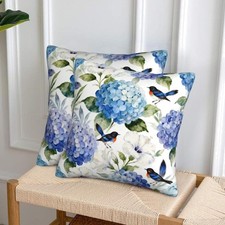 Blue and White Floral Pillow Covers 18x18 Set...