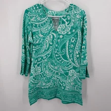 Coolibar St Lucia Tunic Top UPF 50+ Excellent UV Protection Turquoise Paisley M