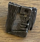 Vintage Sterling Silver 925 Modernist Love Ring Size 4.5 Chunky Brutalist