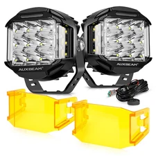AUXBEAM 5"inch Side Shooter LED Work Driving Light Spot Pods DRL + Amber Covers