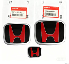 3pcs Front Rear Steering Badge Red Black Emblem For Honda Civic Sedan 2016-2021 3pcs Front Rear Steering Badge Red Black Emblem For Honda Civic Sedan 2016-2021