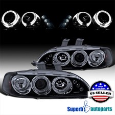 Fits 1992-1995 Honda Civic Halo Projector Headlights Led Bar Black Smoke