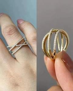 Authentic Round Cut Lab-Created Diamond Criss Cross Infinity Ring 14k Yellow Gold Plated